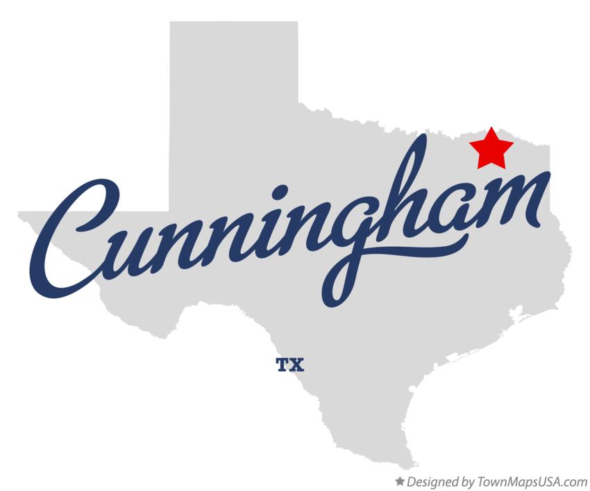 Map of Cunningham Texas TX