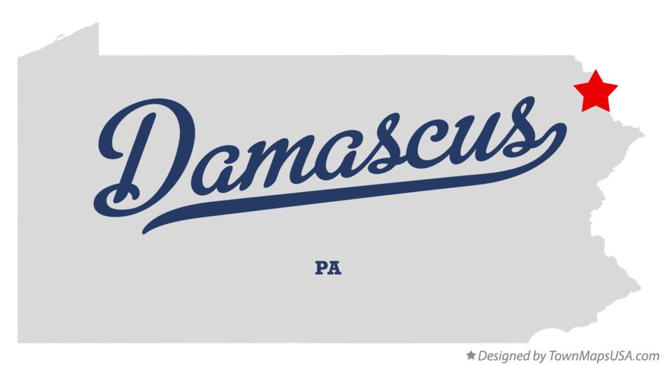 Map of Damascus Pennsylvania PA