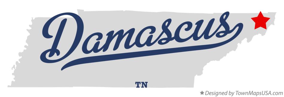 Map of Damascus Tennessee TN