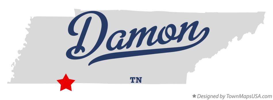 Map of Damon Tennessee TN