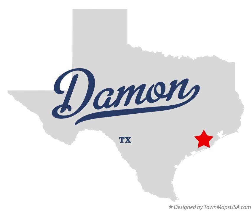 Map of Damon Texas TX