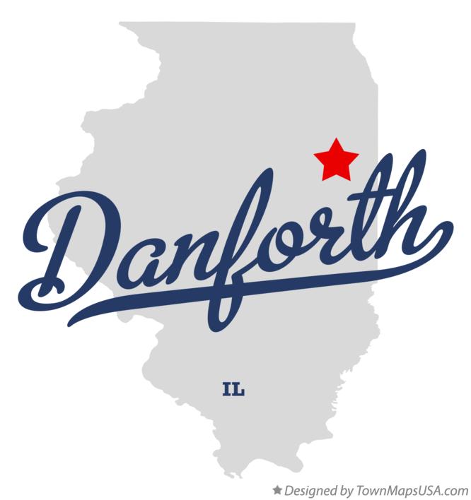 Map of Danforth Illinois IL