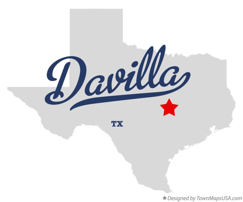 Map of Davilla Texas TX
