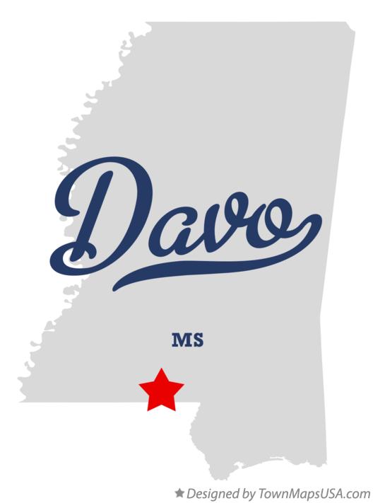 Map of Davo Mississippi MS