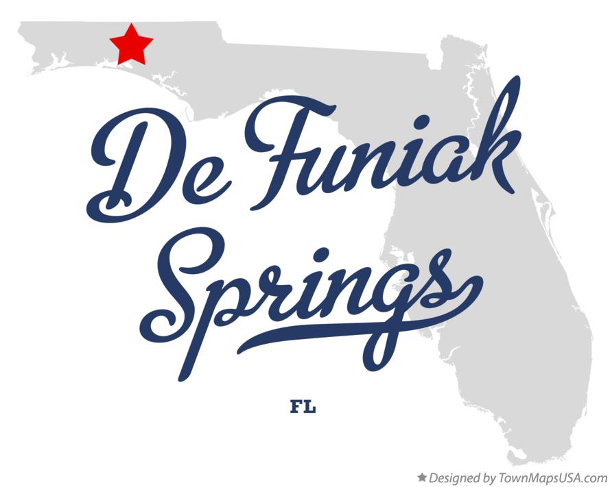 Map of De Funiak Springs Florida FL