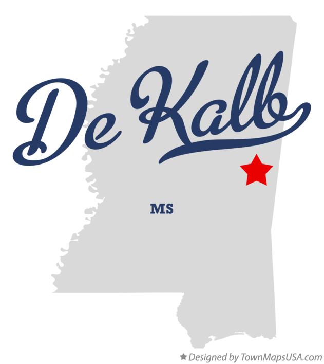 Map of De Kalb Mississippi MS
