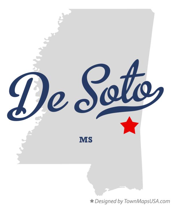 Map of De Soto Mississippi MS