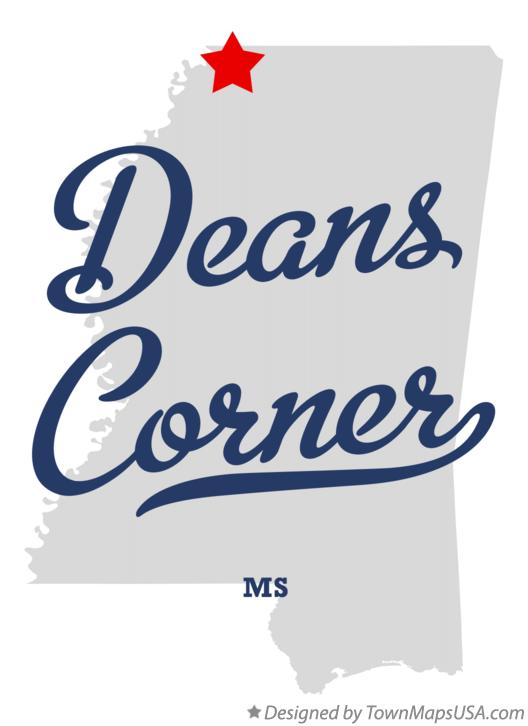 Map of Deans Corner Mississippi MS