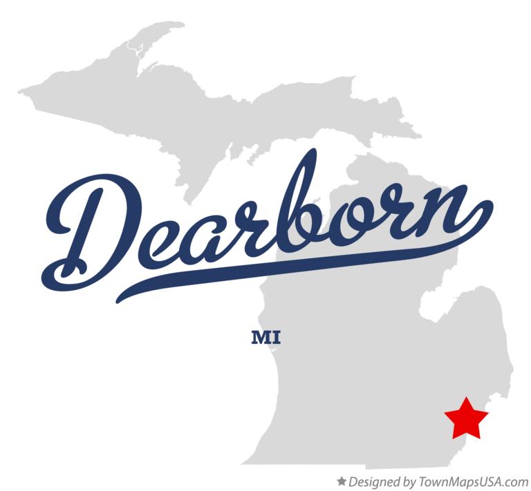 Map of Dearborn Michigan MI
