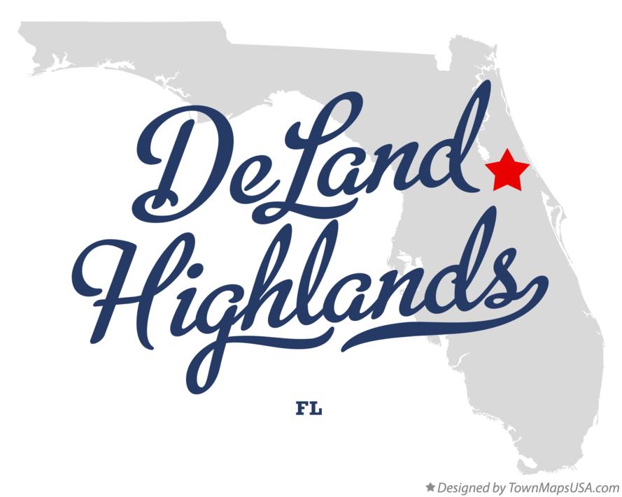 Map of DeLand Highlands Florida FL