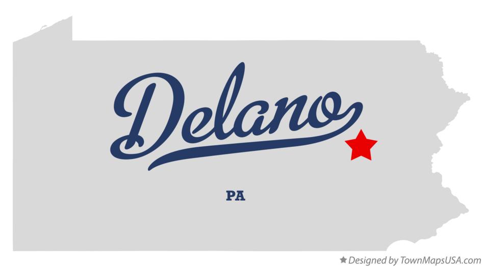 Map of Delano Pennsylvania PA