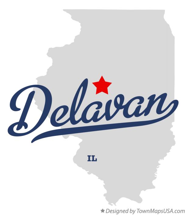 Map of Delavan Illinois IL