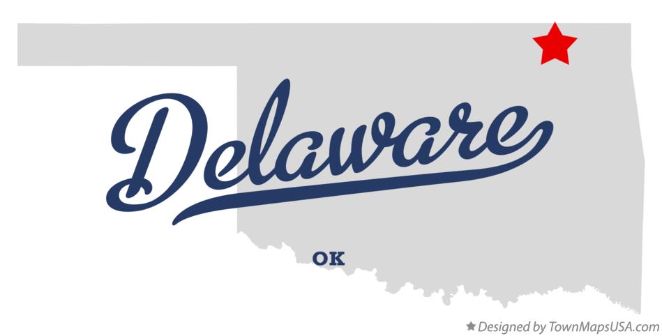 Map of Delaware Oklahoma OK