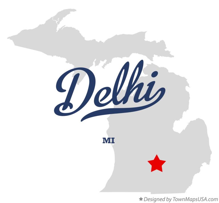 Map of Delhi Michigan MI