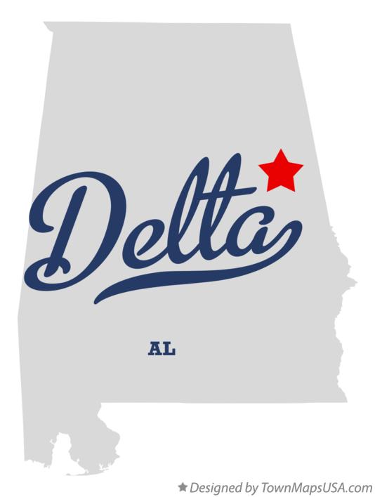 Map of Delta Alabama AL