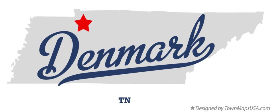 Map of Denmark Tennessee TN