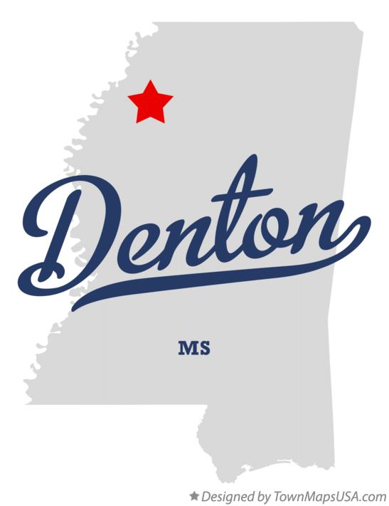 Map of Denton Mississippi MS