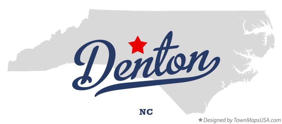 Map of Denton North Carolina NC