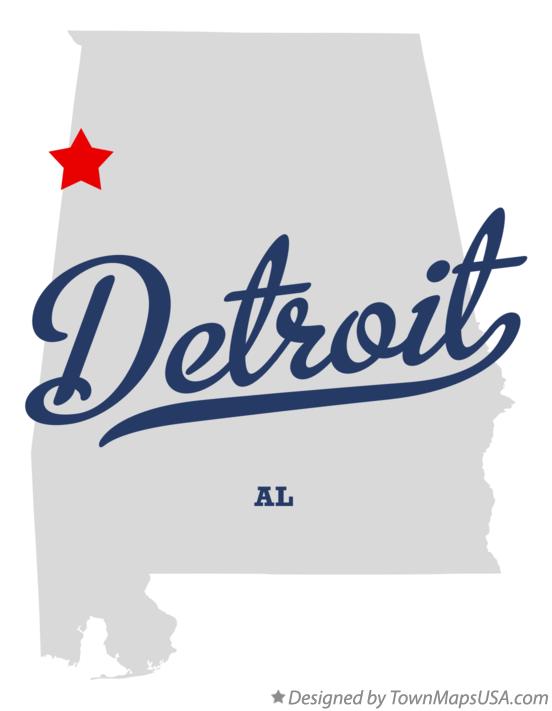 Map of Detroit Alabama AL