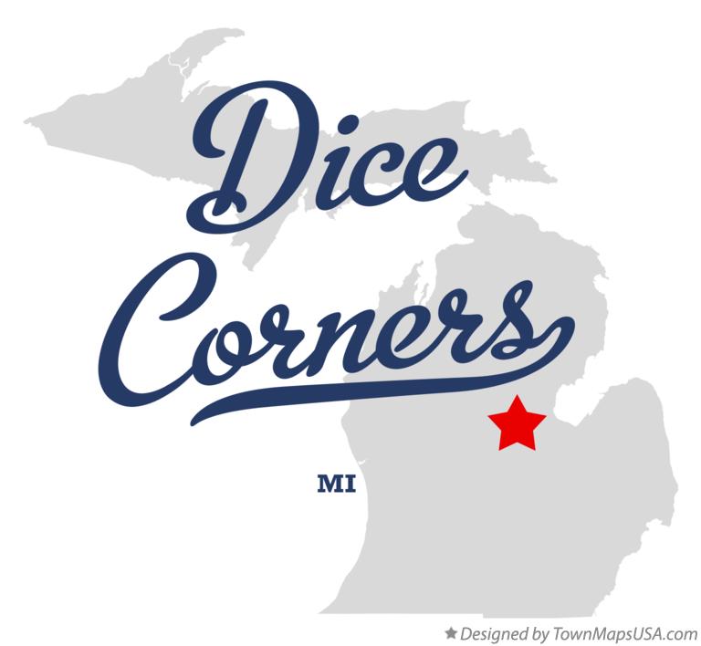 Map of Dice Corners Michigan MI