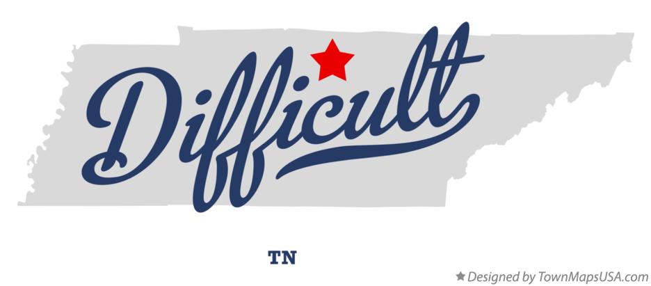Map of Difficult Tennessee TN