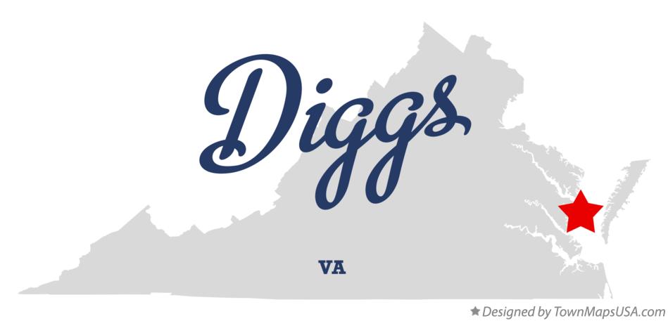 Map of Diggs Virginia VA