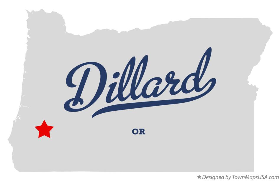 Map of Dillard Oregon OR