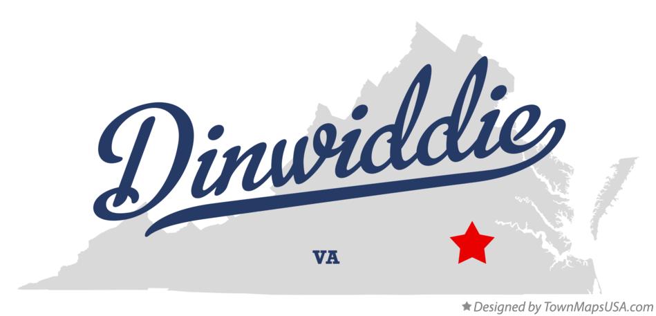 Map of Dinwiddie Virginia VA
