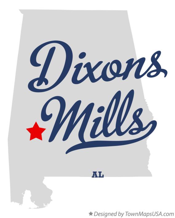 Map of Dixons Mills Alabama AL