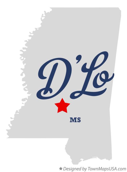 Map of D'Lo Mississippi MS