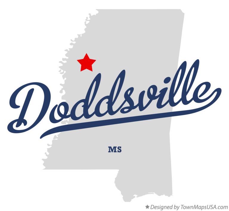 Map of Doddsville Mississippi MS