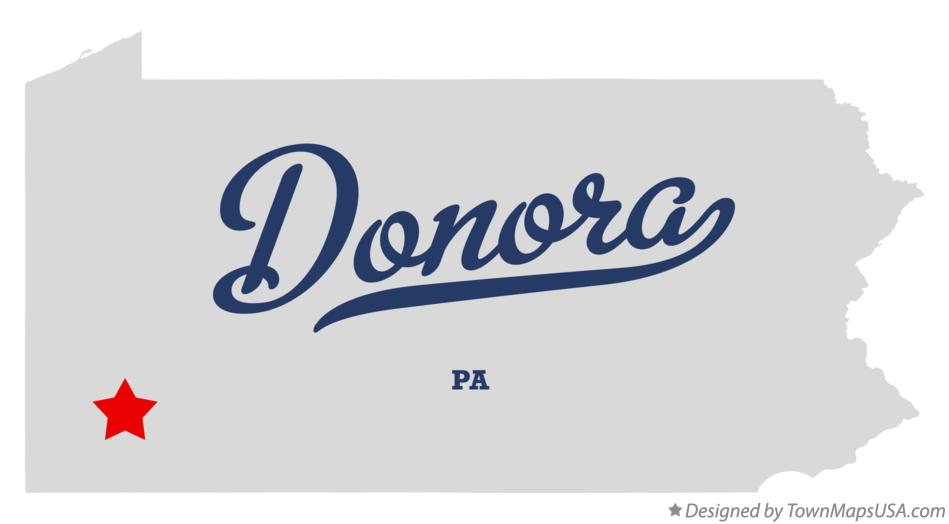 Map of Donora Pennsylvania PA