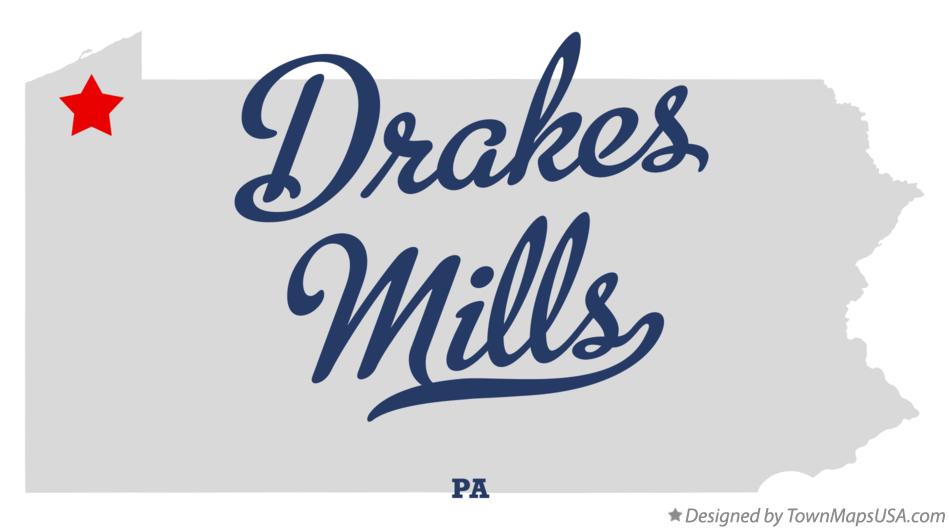 Map of Drakes Mills Pennsylvania PA