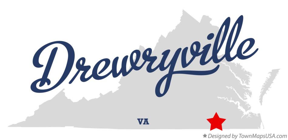 Map of Drewryville Virginia VA