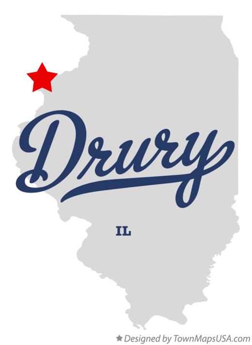 Map of Drury Illinois IL