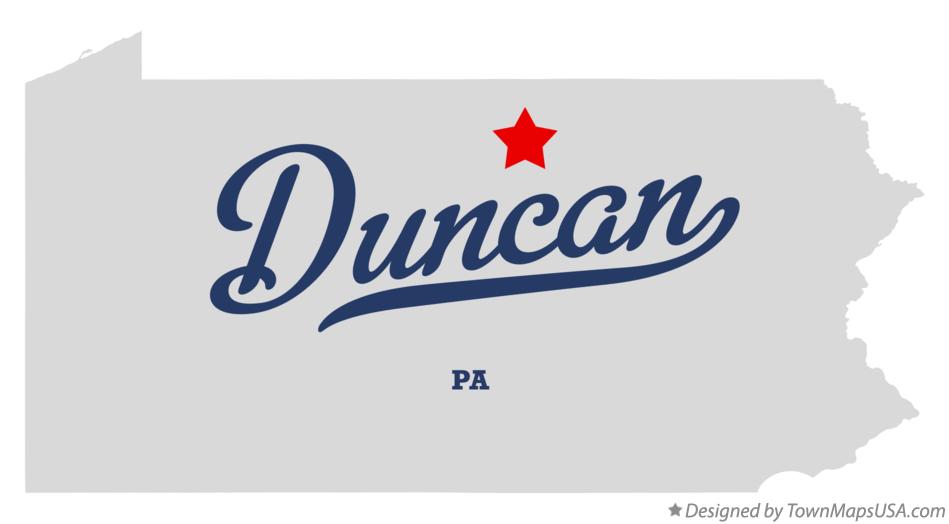 Map of Duncan Pennsylvania PA