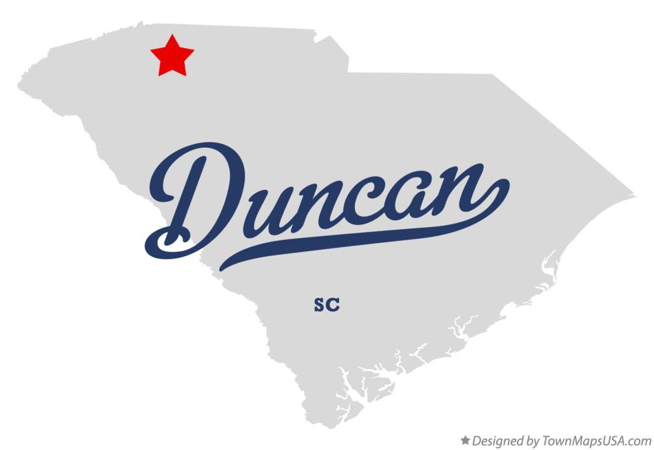 Map of Duncan South Carolina SC
