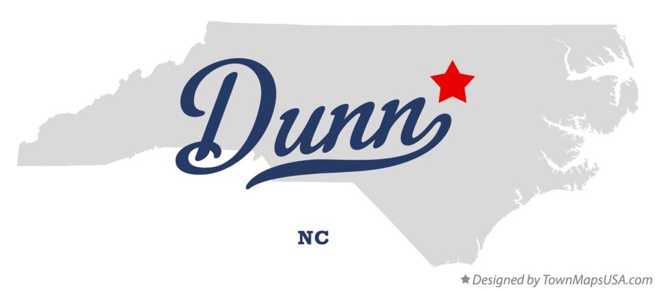 Map of Dunn North Carolina NC
