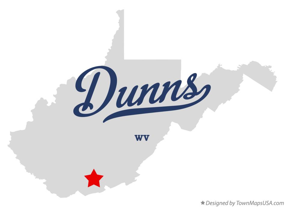 Map of Dunns West Virginia WV