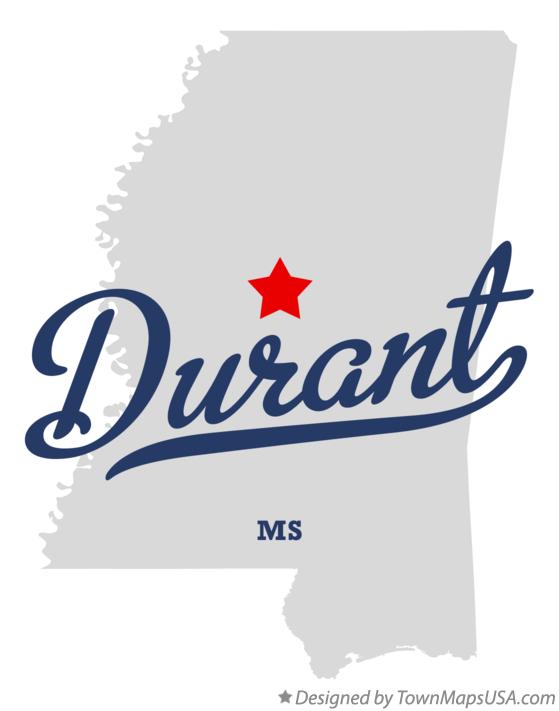 Map of Durant Mississippi MS