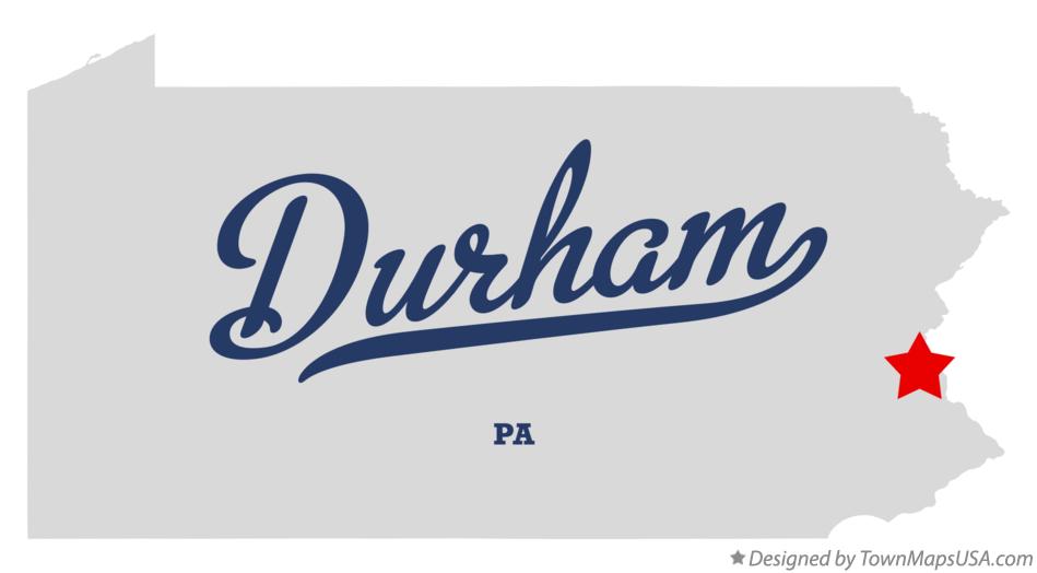 Map of Durham Pennsylvania PA