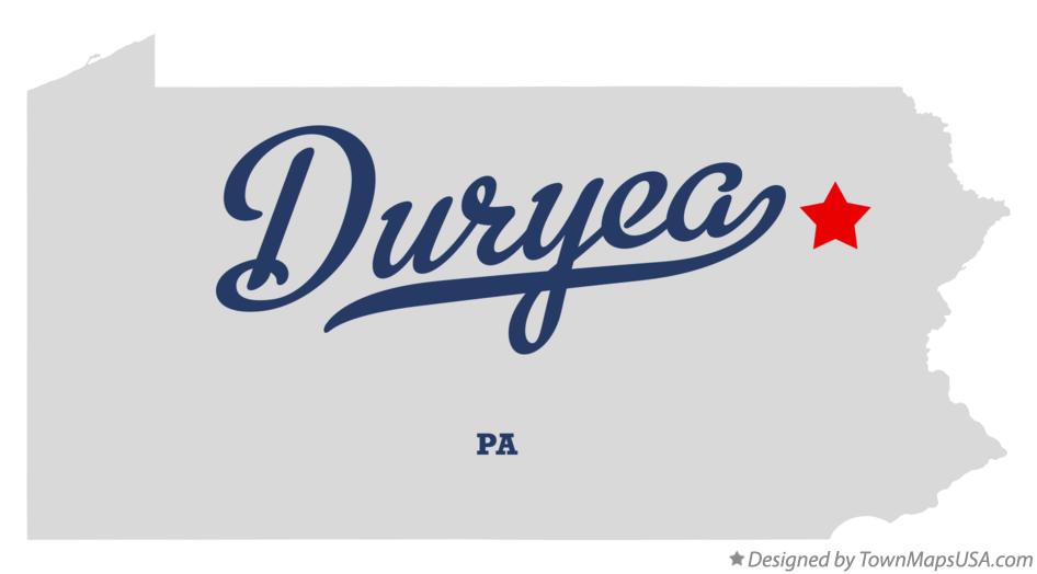 Map of Duryea Pennsylvania PA