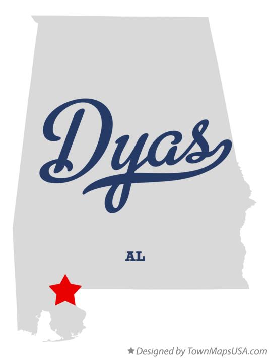 Map of Dyas Alabama AL