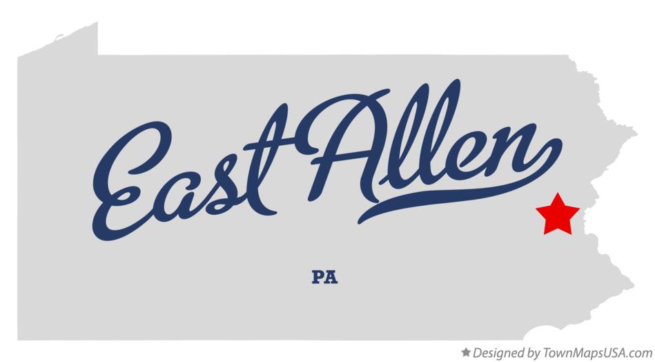 Map of East Allen Pennsylvania PA