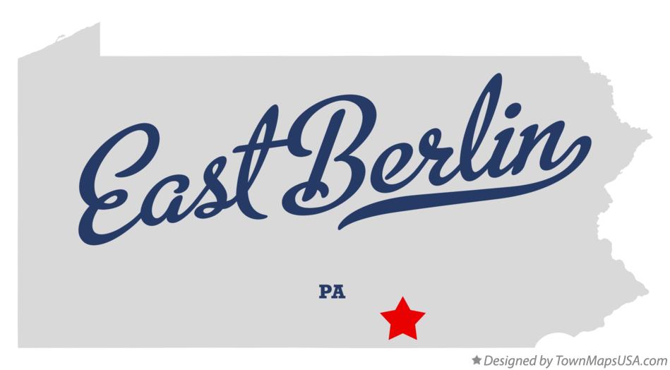 Map of East Berlin Pennsylvania PA