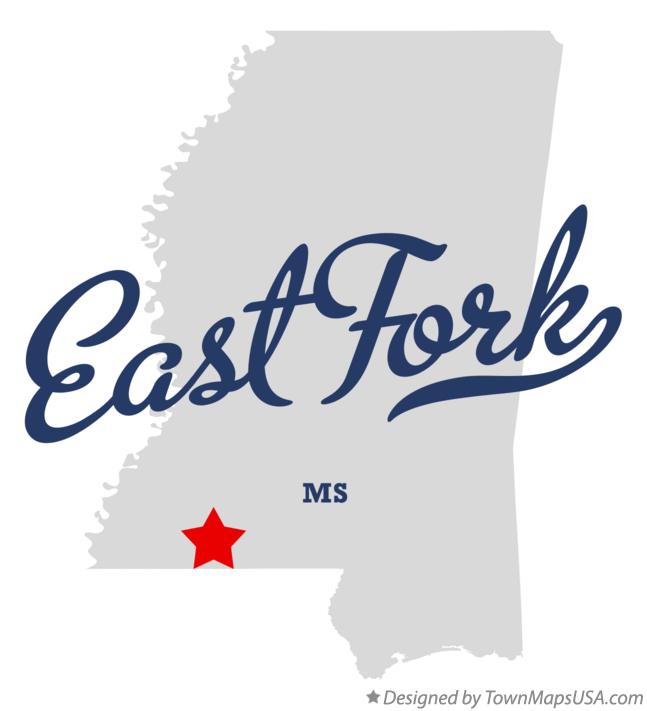 Map of East Fork Mississippi MS