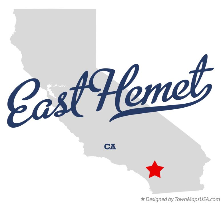 Map of East Hemet California CA