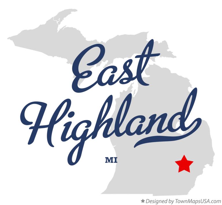 Map of East Highland Michigan MI
