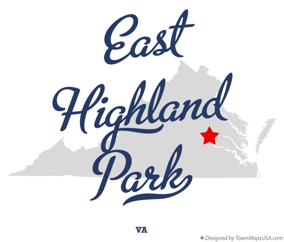 Map of East Highland Park Virginia VA