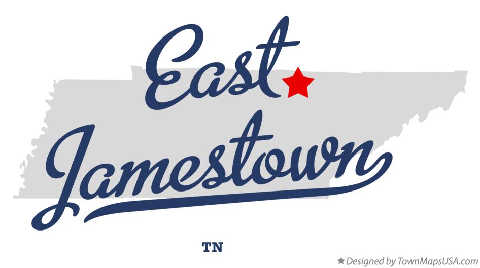 Map of East Jamestown Tennessee TN